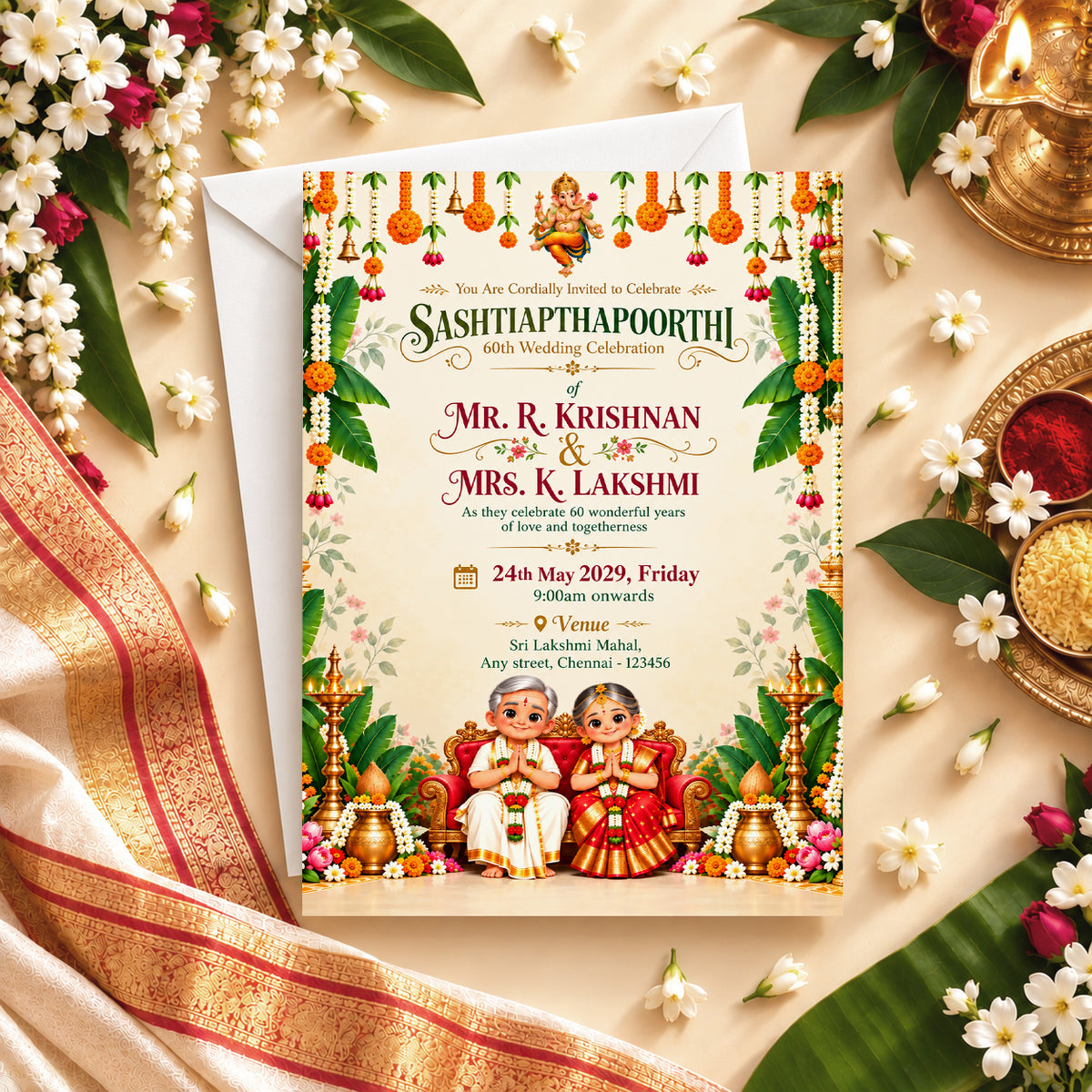 Traditional 60th Wedding Invitation | Digital & Printed