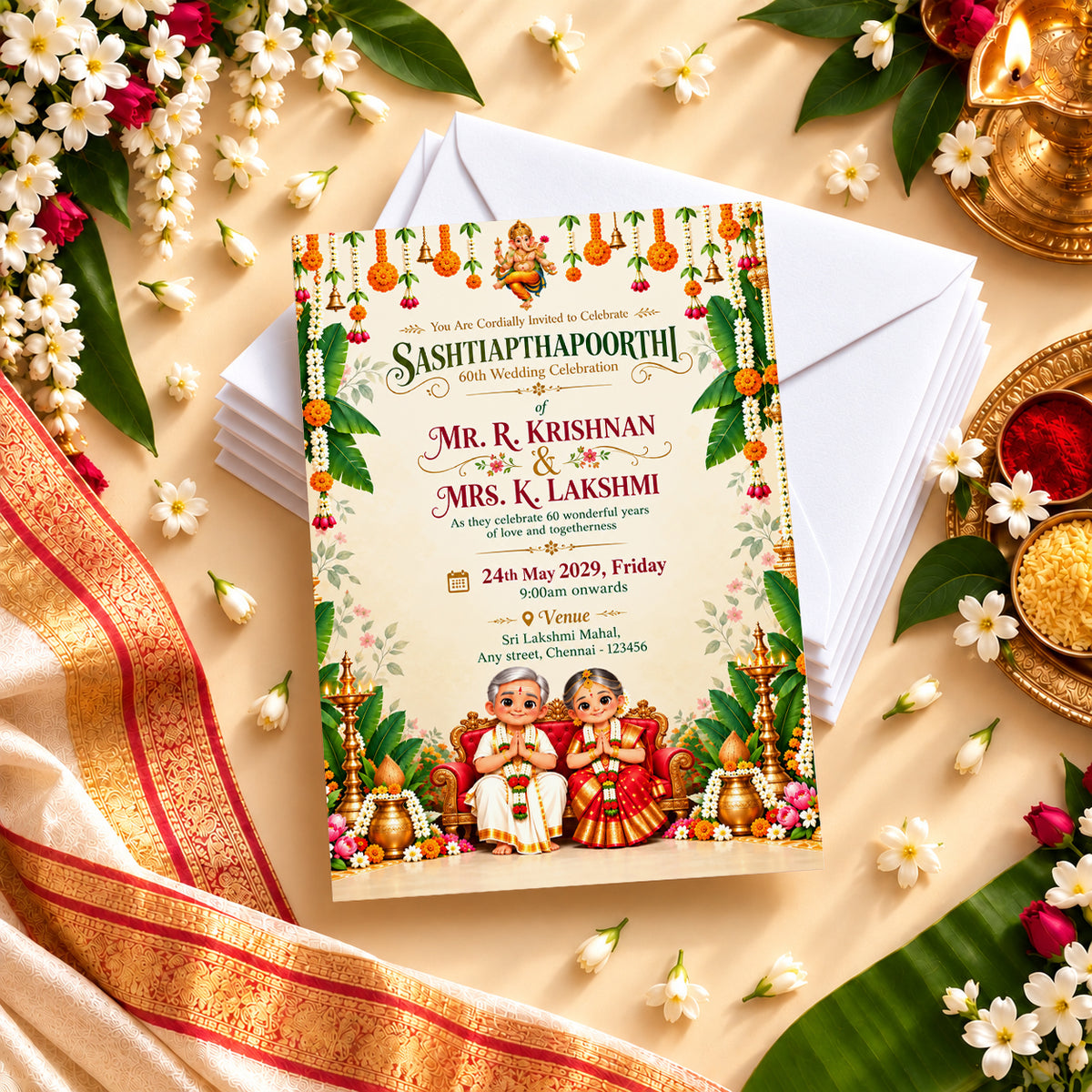 Traditional 60th Wedding Invitation | Digital & Printed