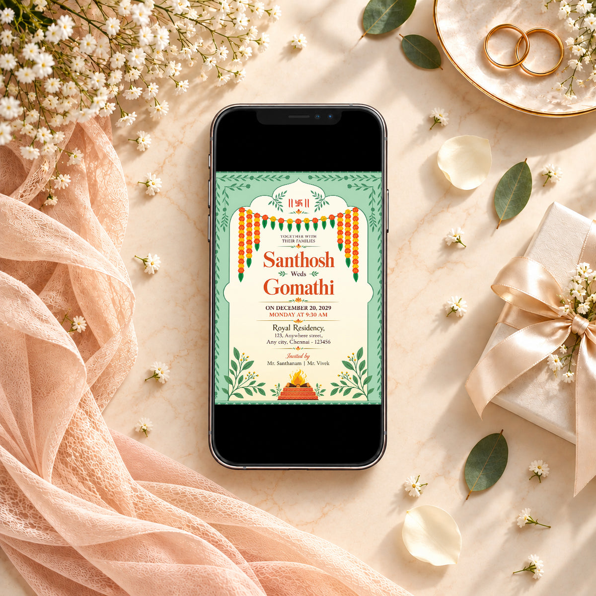 Traditional Green Wedding Invitation | Digital & Printed
