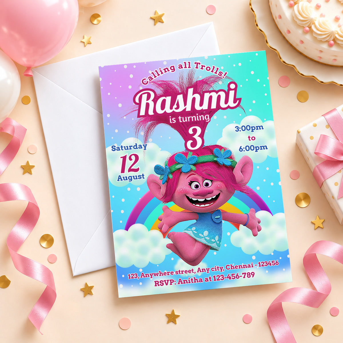 Trolls Birthday Invitation | Digital & Printed