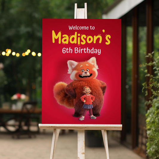 Turning Red Welcome Sign, Printable Sign Board, Girl Birthday, Digital Download, Edit yourself, Corjl 0144