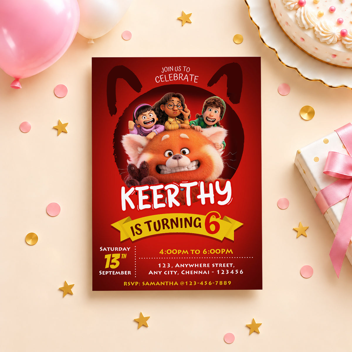 Turning Red Birthday Invitation | Digital & Printed