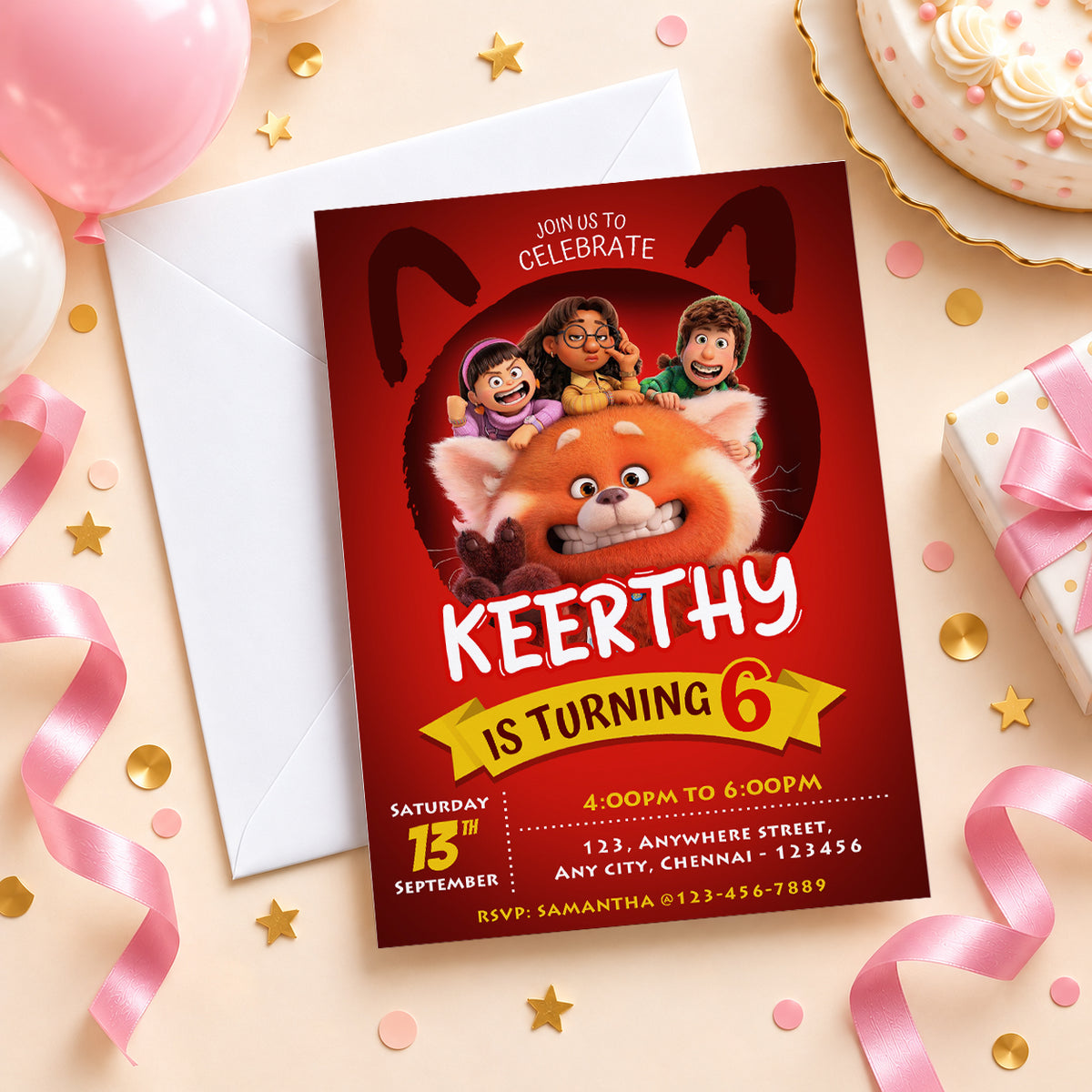 Turning Red Birthday Invitation | Digital & Printed