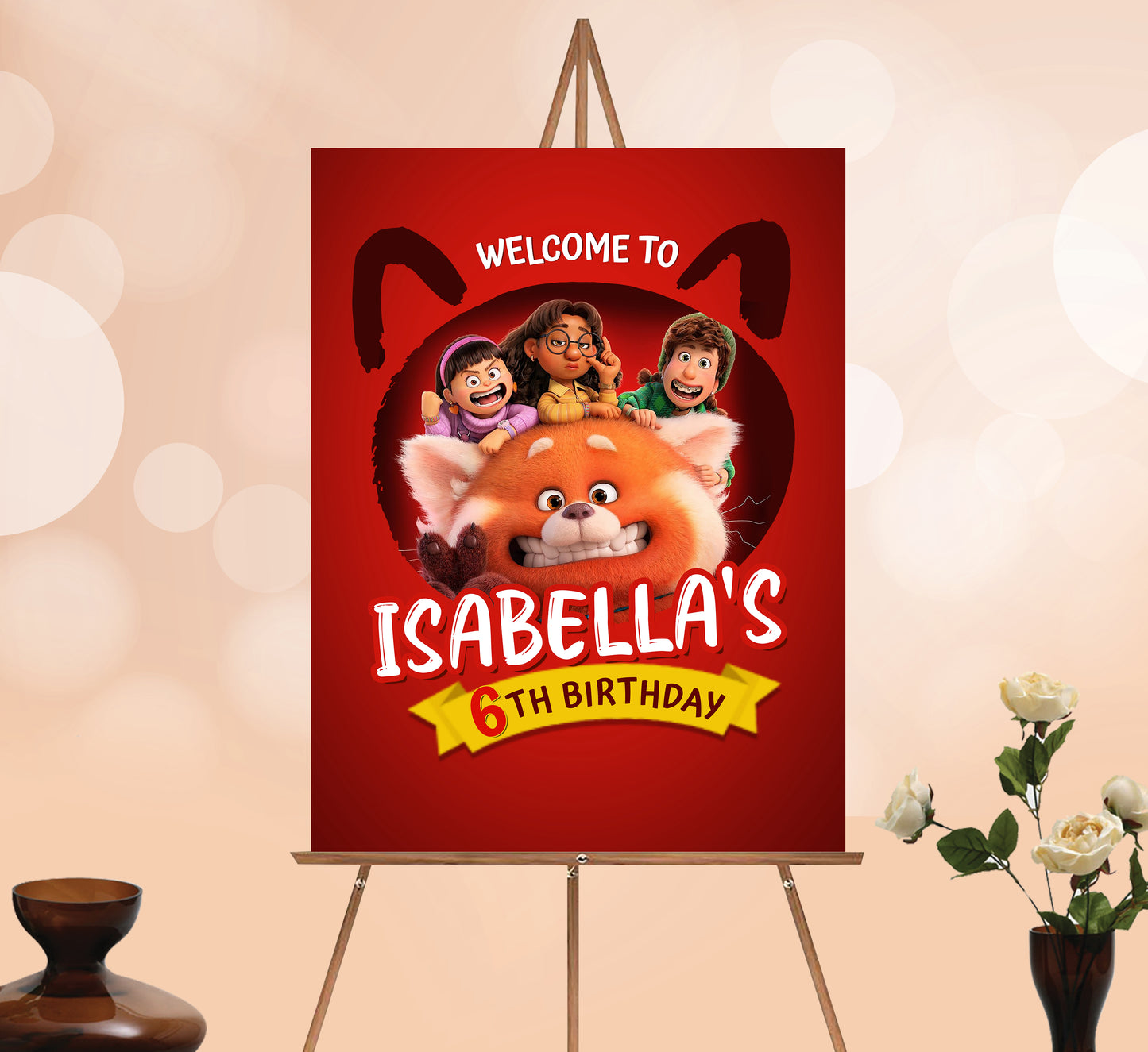 Turning Red Welcome Sign, Printable Sign Board, Girl Birthday, Digital Download, Edit yourself, Corjl 0007