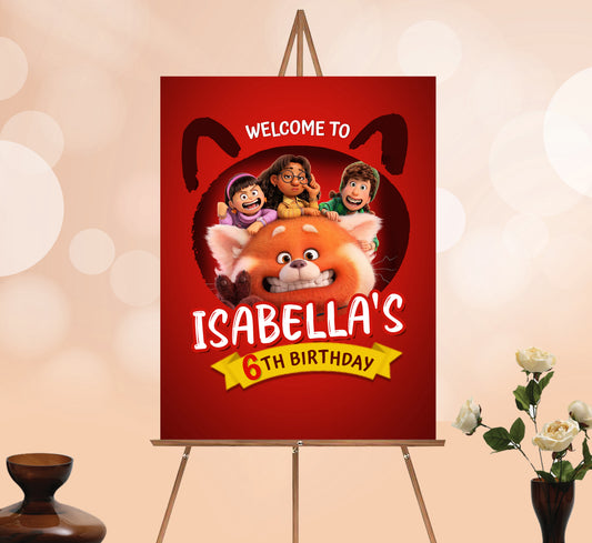 Turning Red Welcome Sign, Printable Sign Board, Girl Birthday, Digital Download, Edit yourself, Corjl 0007