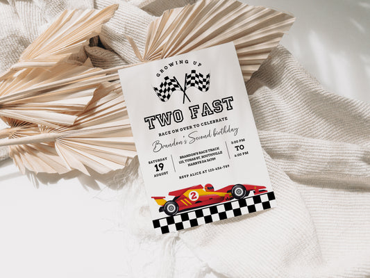 Two Fast Birthday Invitation Template, Printable Invitation, Boy Birthday, Evite, Digital Invite 0454