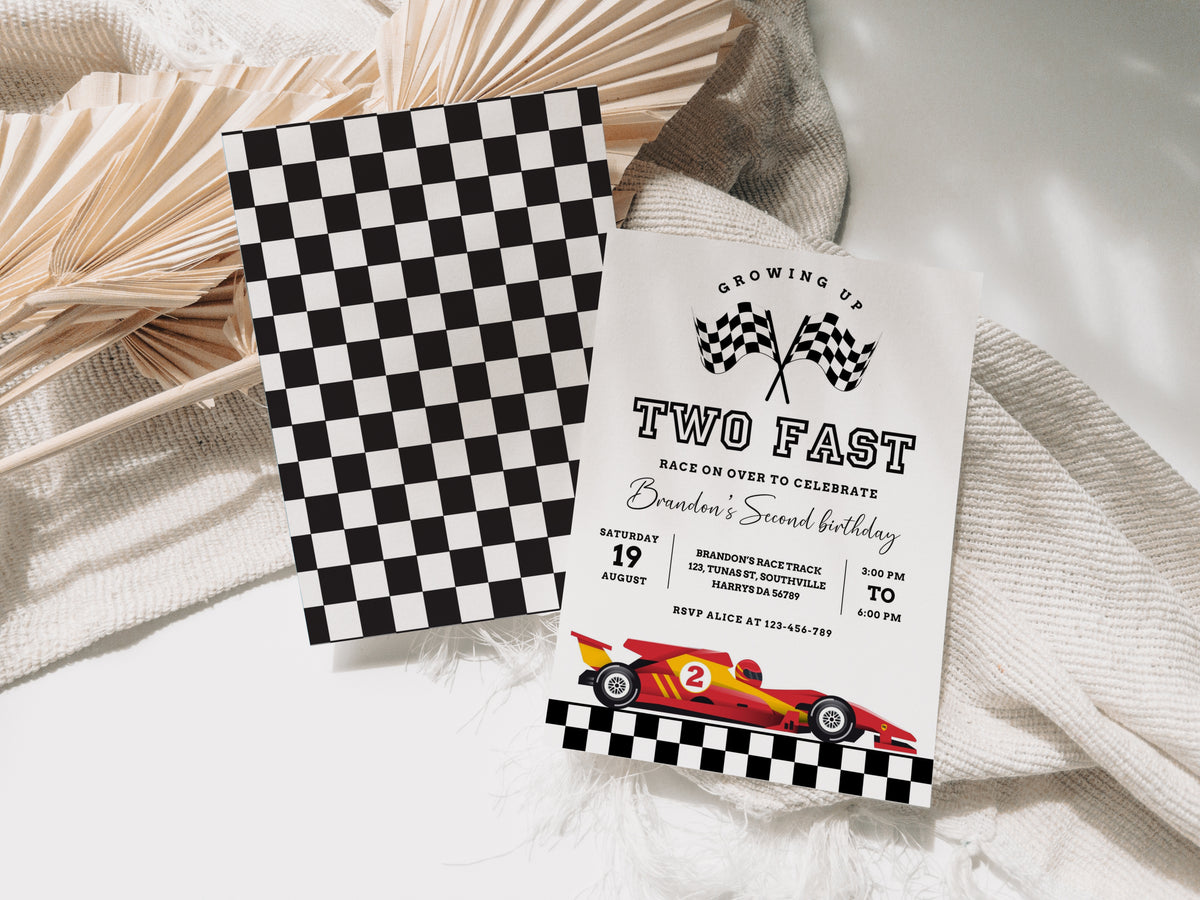 Two Fast Birthday Invitation Template, Printable Invitation, Boy Birthday, Evite, Digital Invite 0454