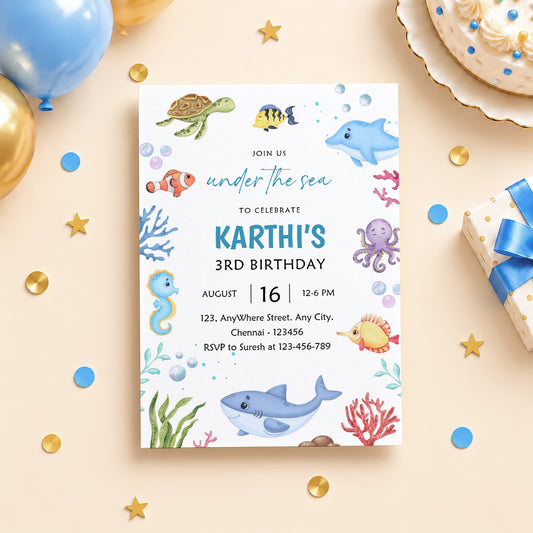 Under the Sea Birthday Invitation | Digital & Printed