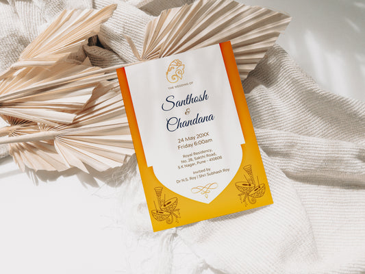 Indian Yellow Wedding Invitation Template, Printable Invitation, Evite, Digital Wedding Invite,  – W020