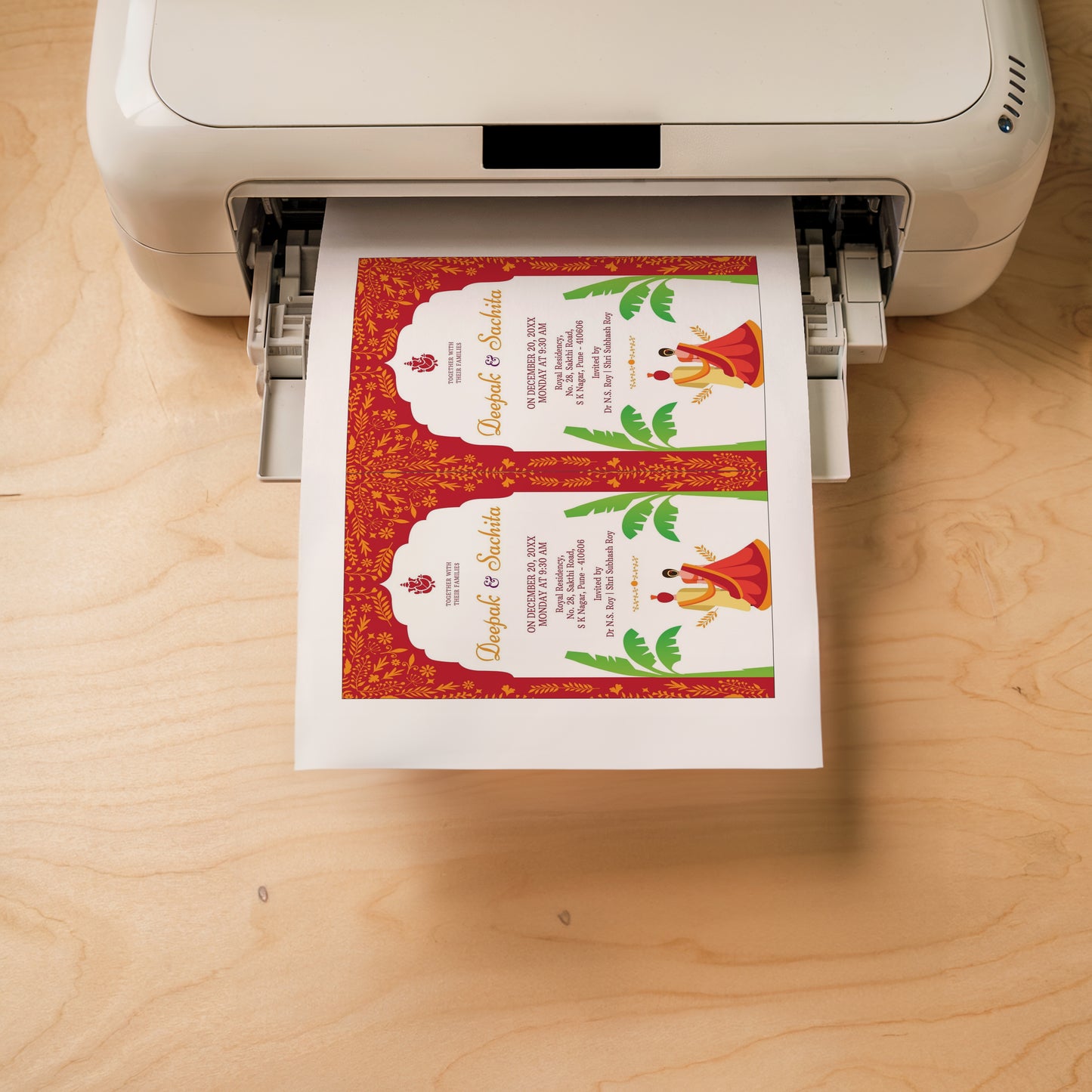 Traditional Red Wedding Invitation Template, Printable Invitation, Evite, Digital Wedding Invite, – W053