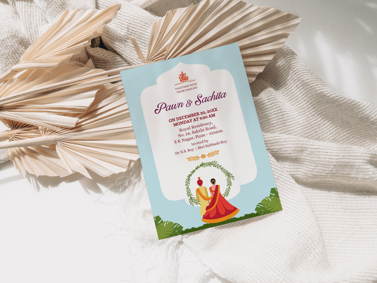 Traditional Blue Wedding Invitation Template, Printable Invitation, Evite, Digital Wedding Invite, – W057