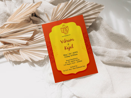 Classic Yellow Palette Wedding Invitation Template, Printable Invitation, Orange, Evite, Digital Wedding Invite, – W103