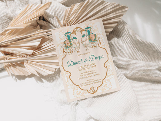 Traditional Green Wedding Invitation Template, Printable Invitation, Evite, Digital Wedding Invite, – W111