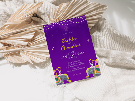 Purple Traditional Wedding Invitation Template, Printable Invitation, Evite, Digital Wedding Invite, – W121