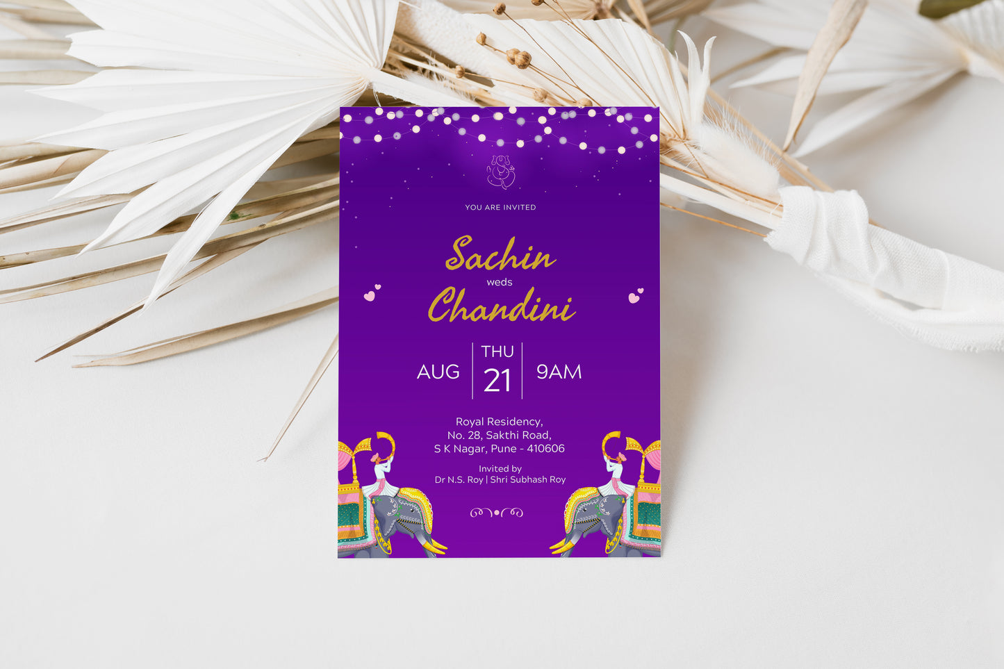 Purple Traditional Wedding Invitation Template, Printable Invitation, Evite, Digital Wedding Invite, – W121