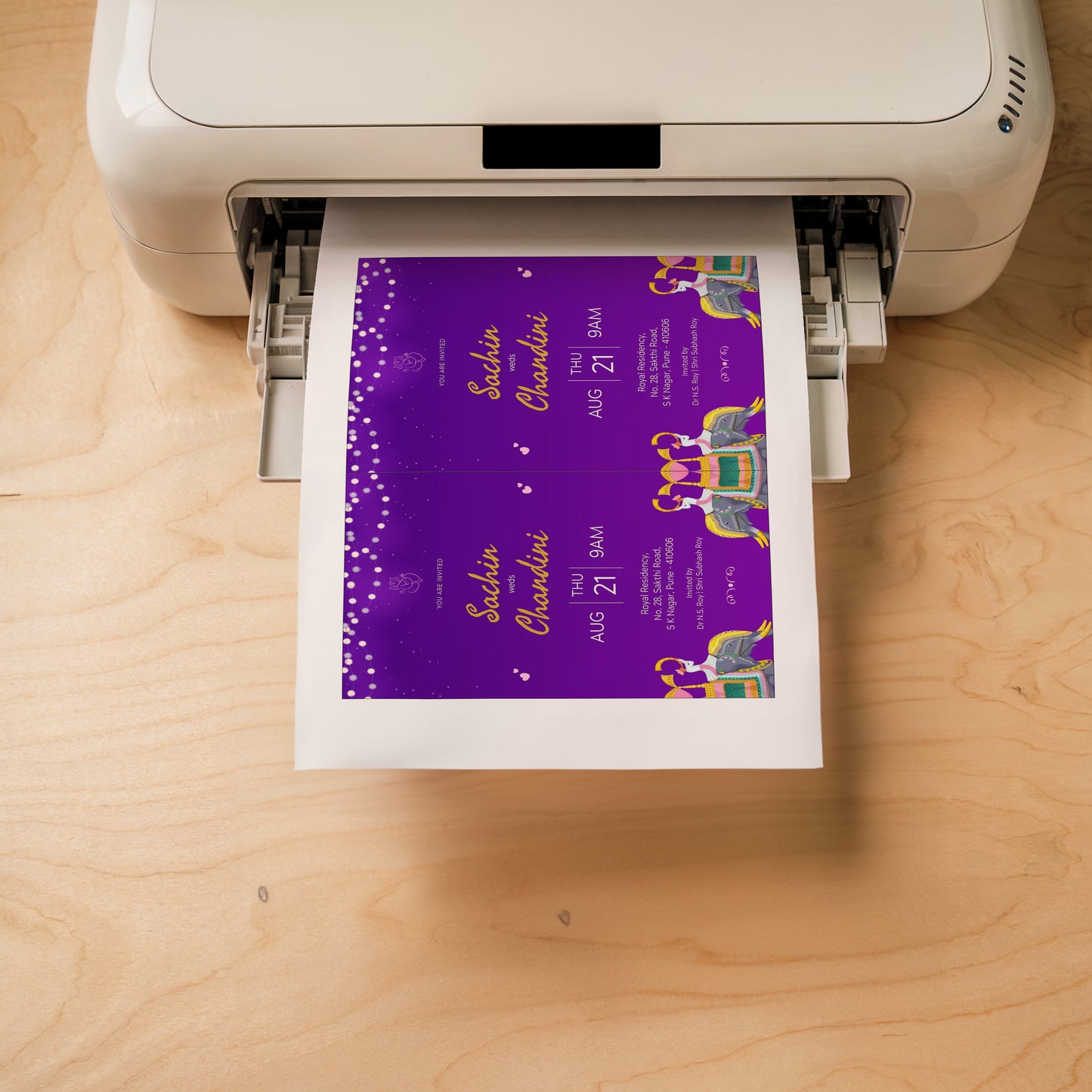 Purple Traditional Wedding Invitation Template, Printable Invitation, Evite, Digital Wedding Invite, – W121