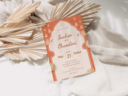 Beautiful Wedding Invitation Template, Printable Invitation, Evite, Sandstone, Orange, Digital Wedding Invite,  – W122