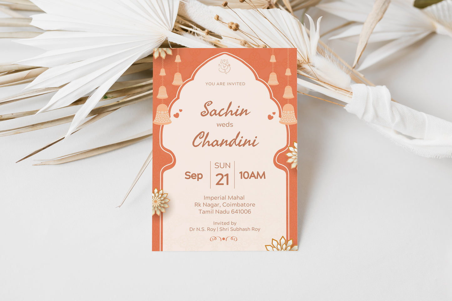Beautiful Wedding Invitation Template, Printable Invitation, Evite, Sandstone, Orange, Digital Wedding Invite,  – W122