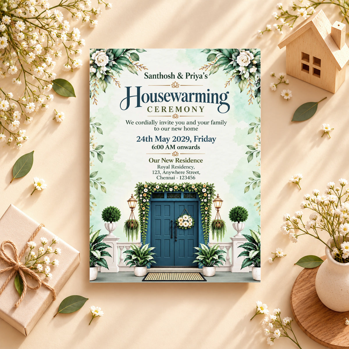 Watercolor Botanical Housewarming Invitation | Digital & Printed