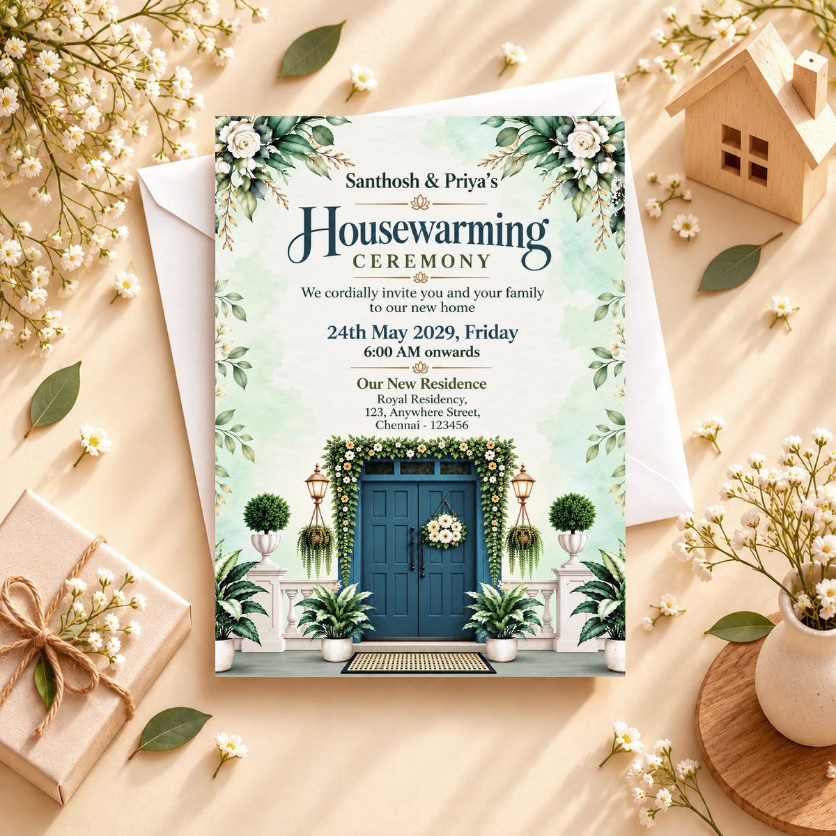 Watercolor Botanical Housewarming Invitation | Digital & Printed