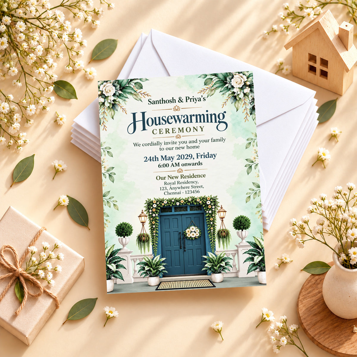 Watercolor Botanical Housewarming Invitation | Digital & Printed