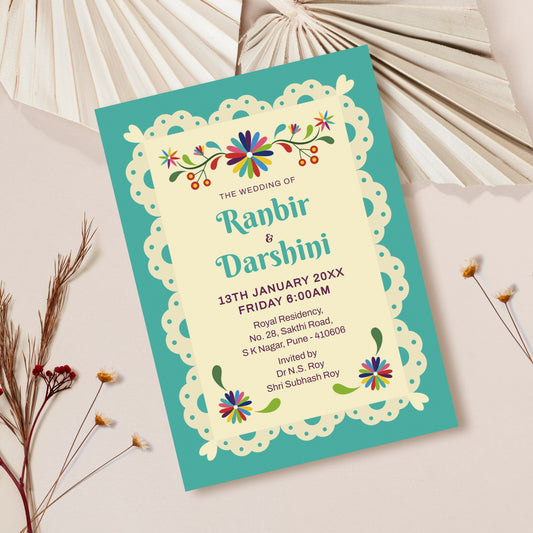 Pastel Blue Wedding Invitation Template, Printable Invitation, Evite, Digital Wedding Invite,  – W099