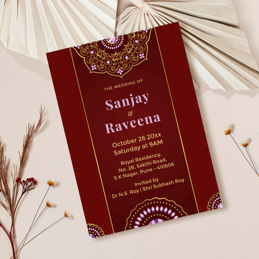 Cherry Red Palette Wedding Invitation Template, Printable Invitation, Evite, Digital Wedding Invite, – W082