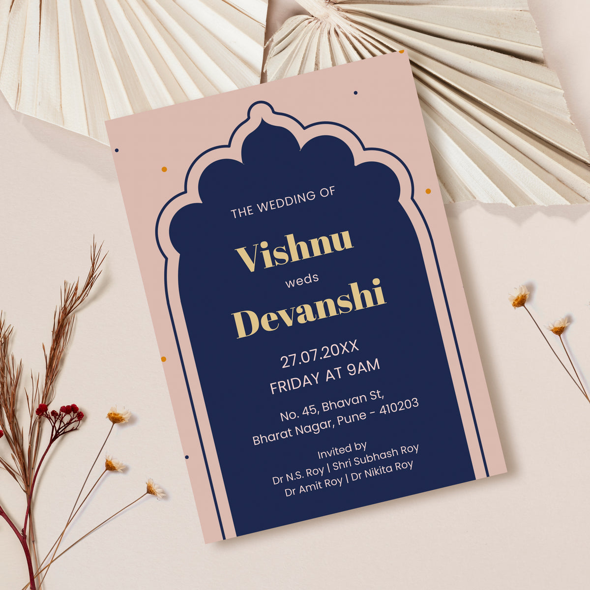 Blue Pink Wedding Invitation Template, Printable Invitation, Evite, Digital Wedding Invite, – W192