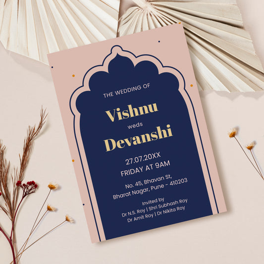 Blue Pink Wedding Invitation Template, Printable Invitation, Evite, Digital Wedding Invite, – W192