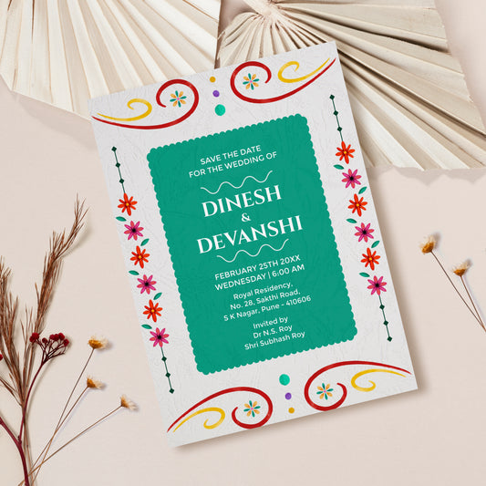 Pastel Blue Palette Wedding Invitation Template, Printable Invitation, Evite, Digital Wedding Invite, – W097