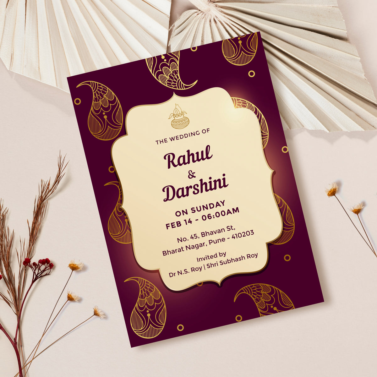 Cherry Red Wedding Invitation Template, Printable Invitation, Evite, Digital Wedding Invite, – W100
