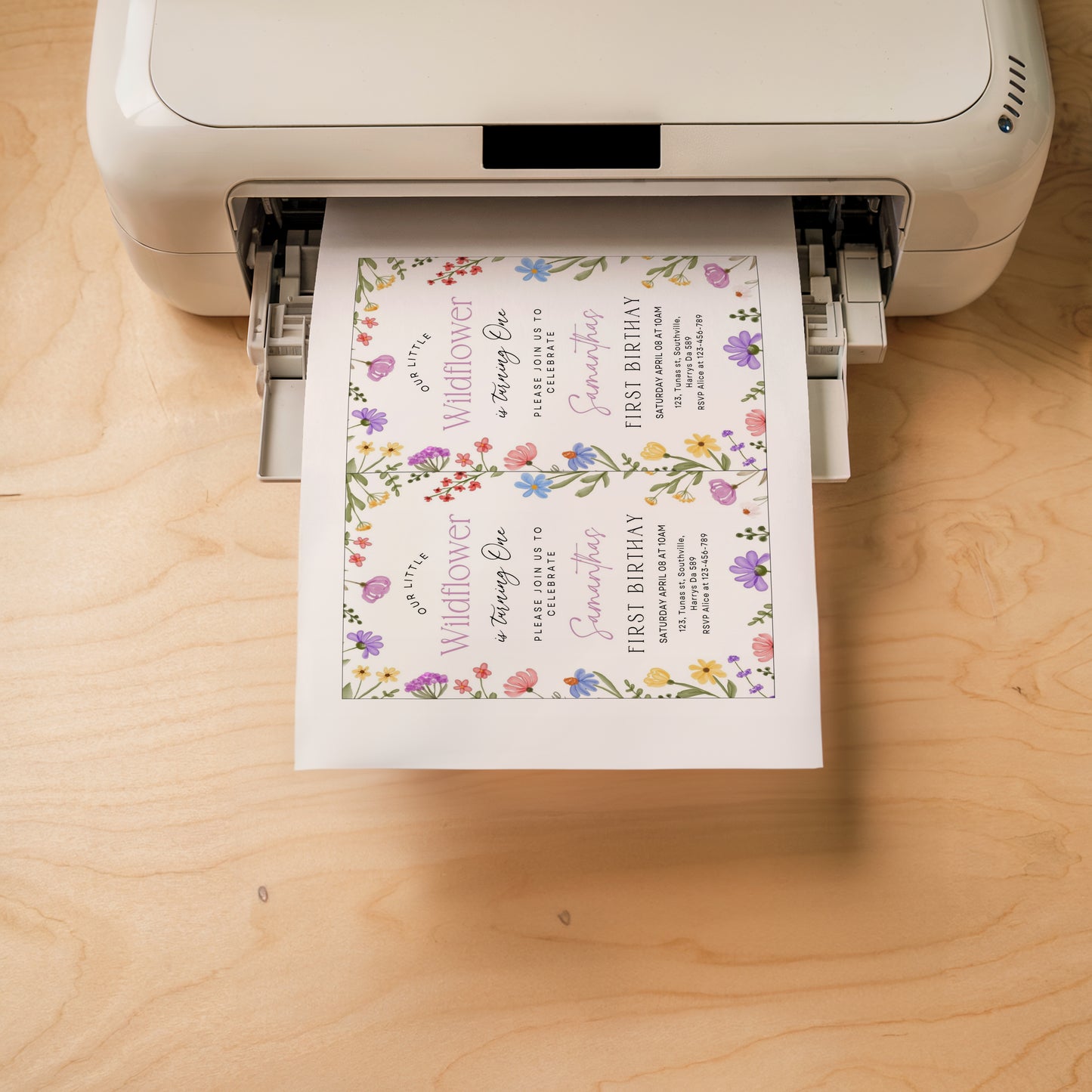 Wild Flowers Birthday Invitation, Wildflowers, Girl First Birthday Invitation, Editable Wild Floral, Garden Birthday, Instant Download 0352