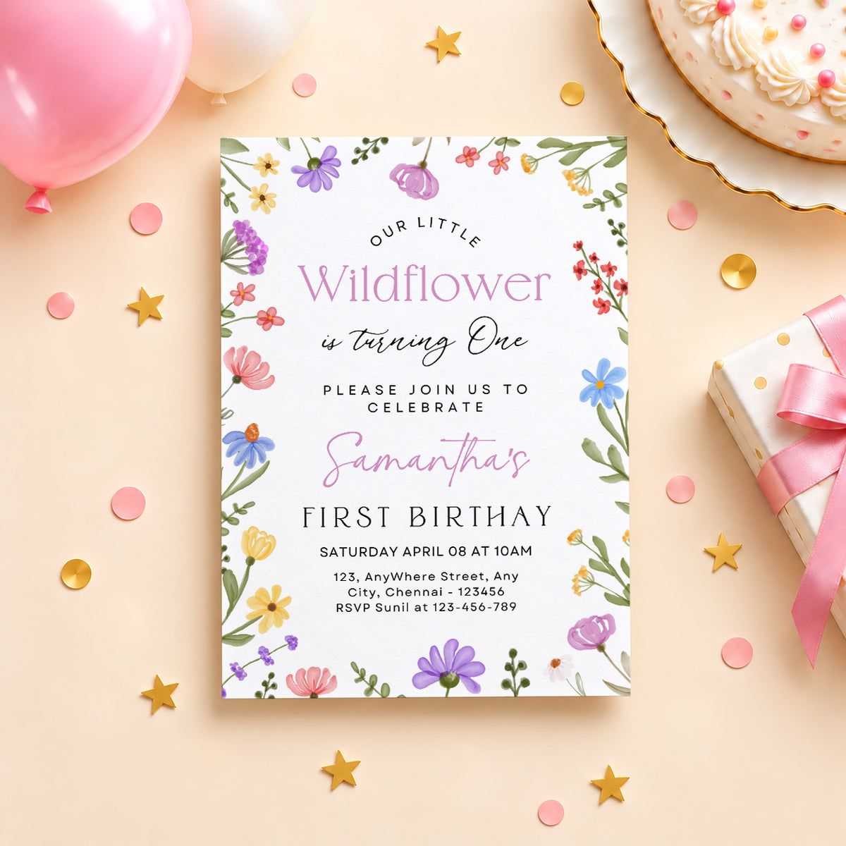 Wildflower Birthday Invitation | Digital & Printed (Copy)