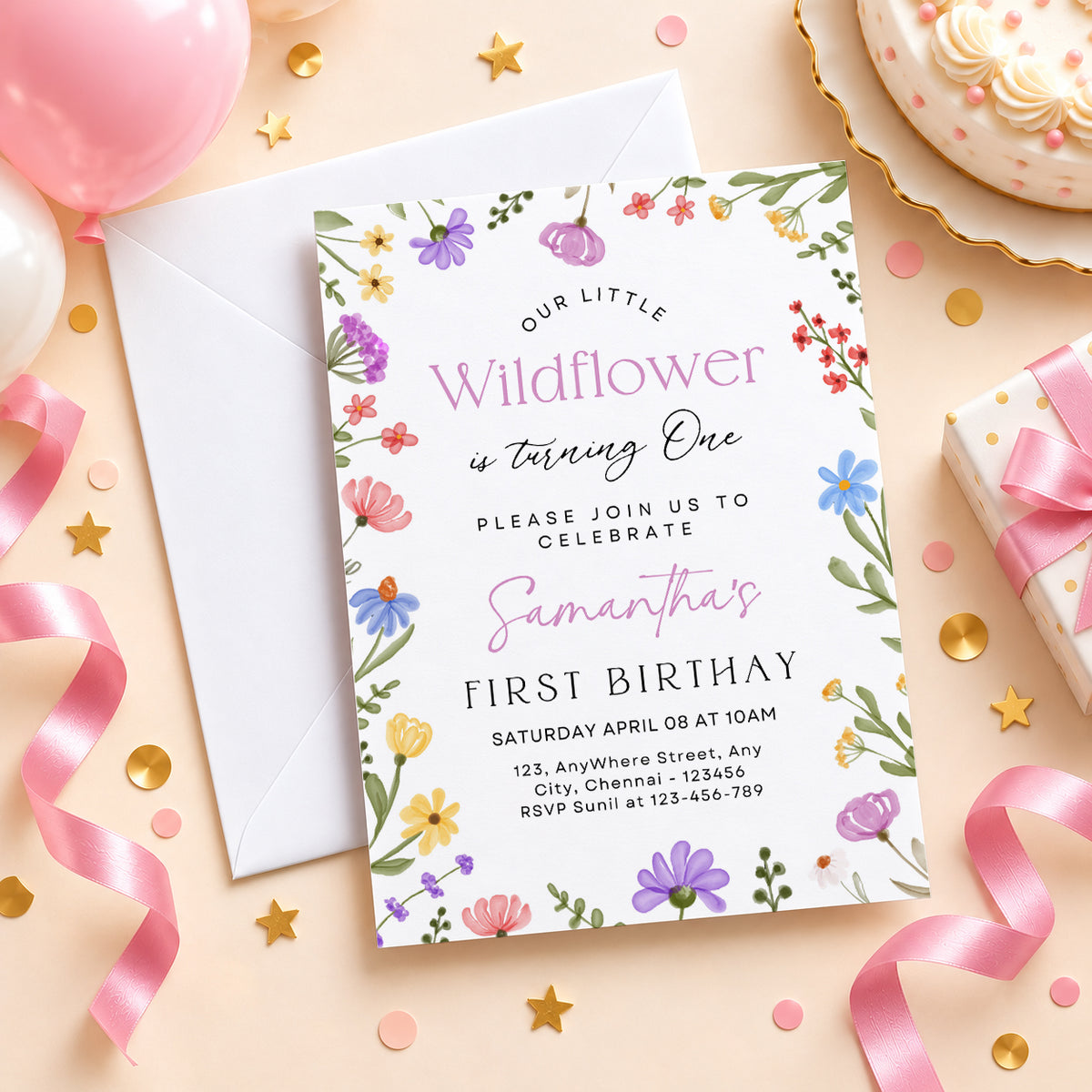 Wildflower Birthday Invitation | Digital & Printed (Copy)
