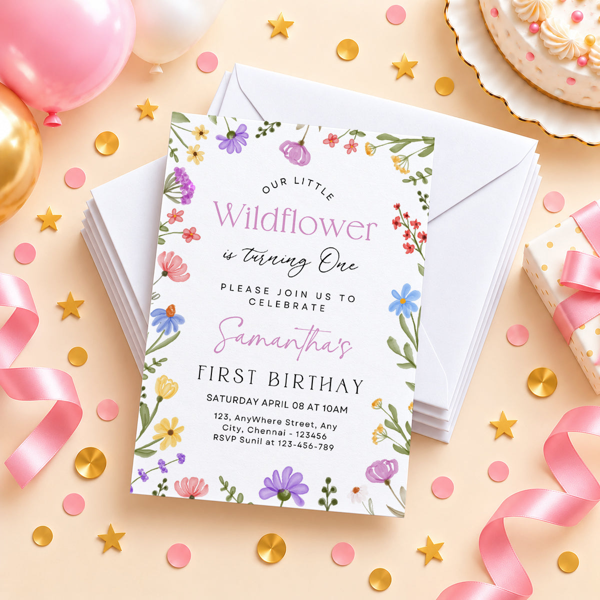 Wildflower Birthday Invitation | Digital & Printed (Copy)