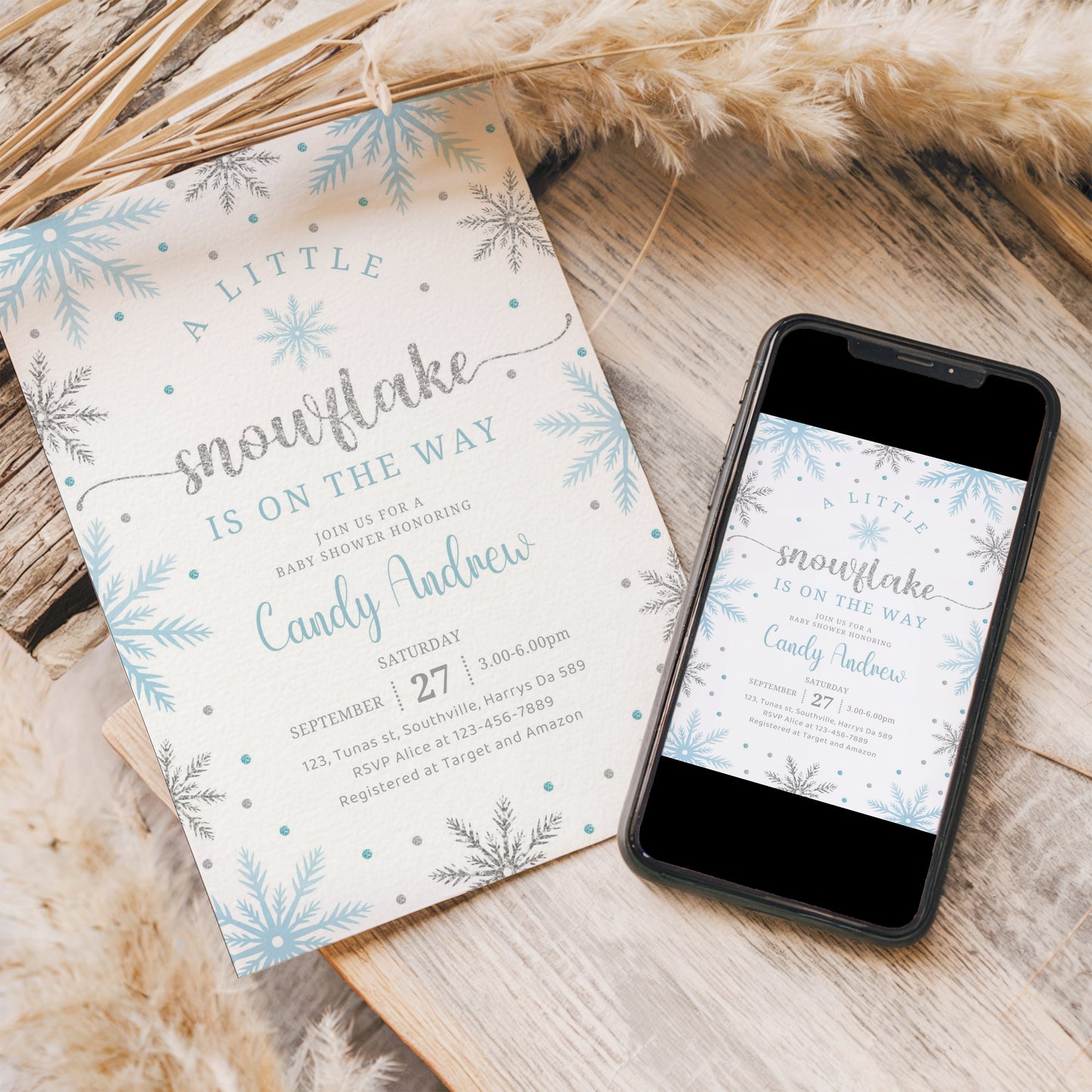 Winter Onderland Birthday Invitation Template, Printable Invitation, Girl Birthday, Evite, Digital Invite,  0312