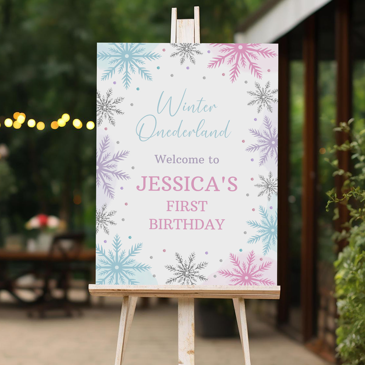 Winter Onderland Welcome Sign, Printable Sign Board, Girl Birthday, Digital Download, Edit yourself, Corjl 0311