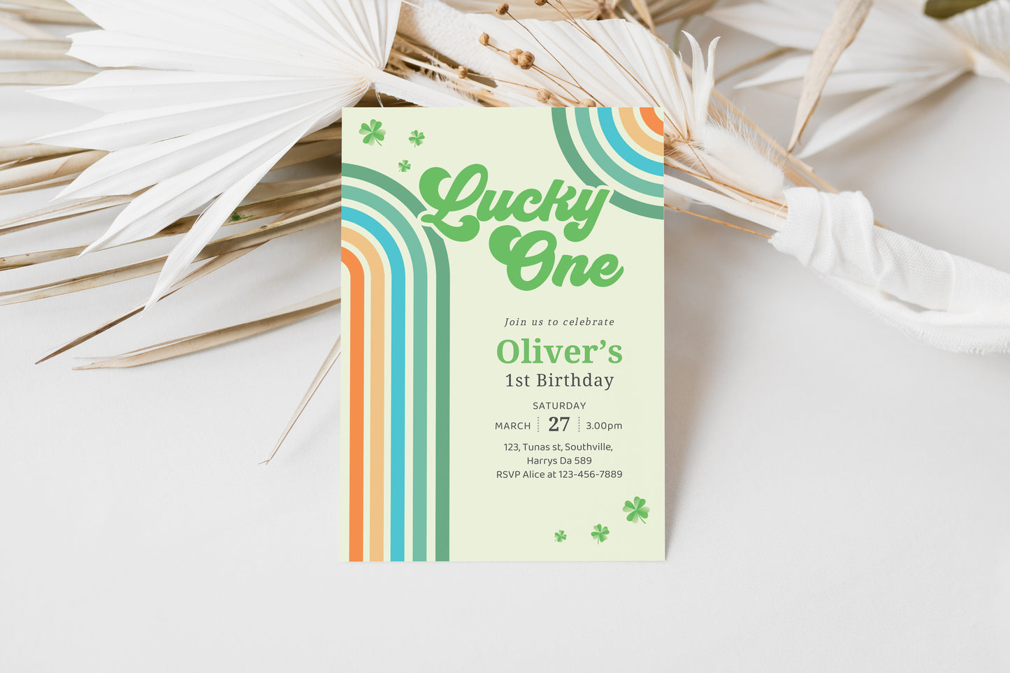 Editable Lucky One Invitation, Shamrock Birthday Invitation, Lucky One First Birthday Boy, St Patrick's Birthday Invitation, Instant, 0488