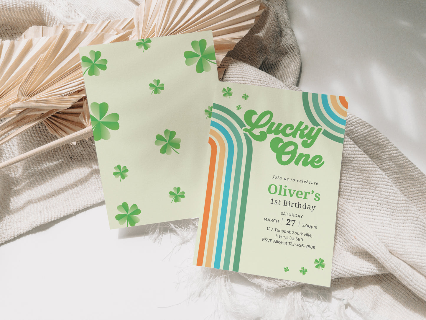 Editable Lucky One Invitation, Shamrock Birthday Invitation, Lucky One First Birthday Boy, St Patrick's Birthday Invitation, Instant, 0488