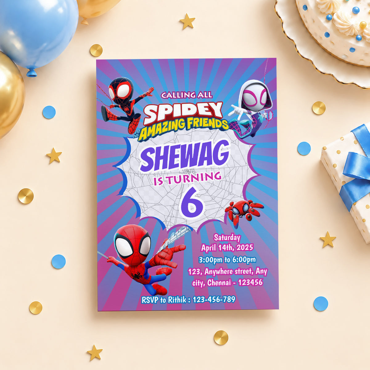 Spidey and His Amazing Friends Birthday Invitation | Digital & Printed