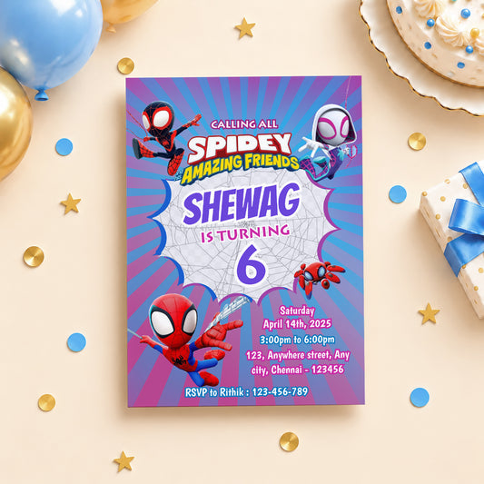 Spidey and His Amazing Friends Birthday Invitation | Digital & Printed