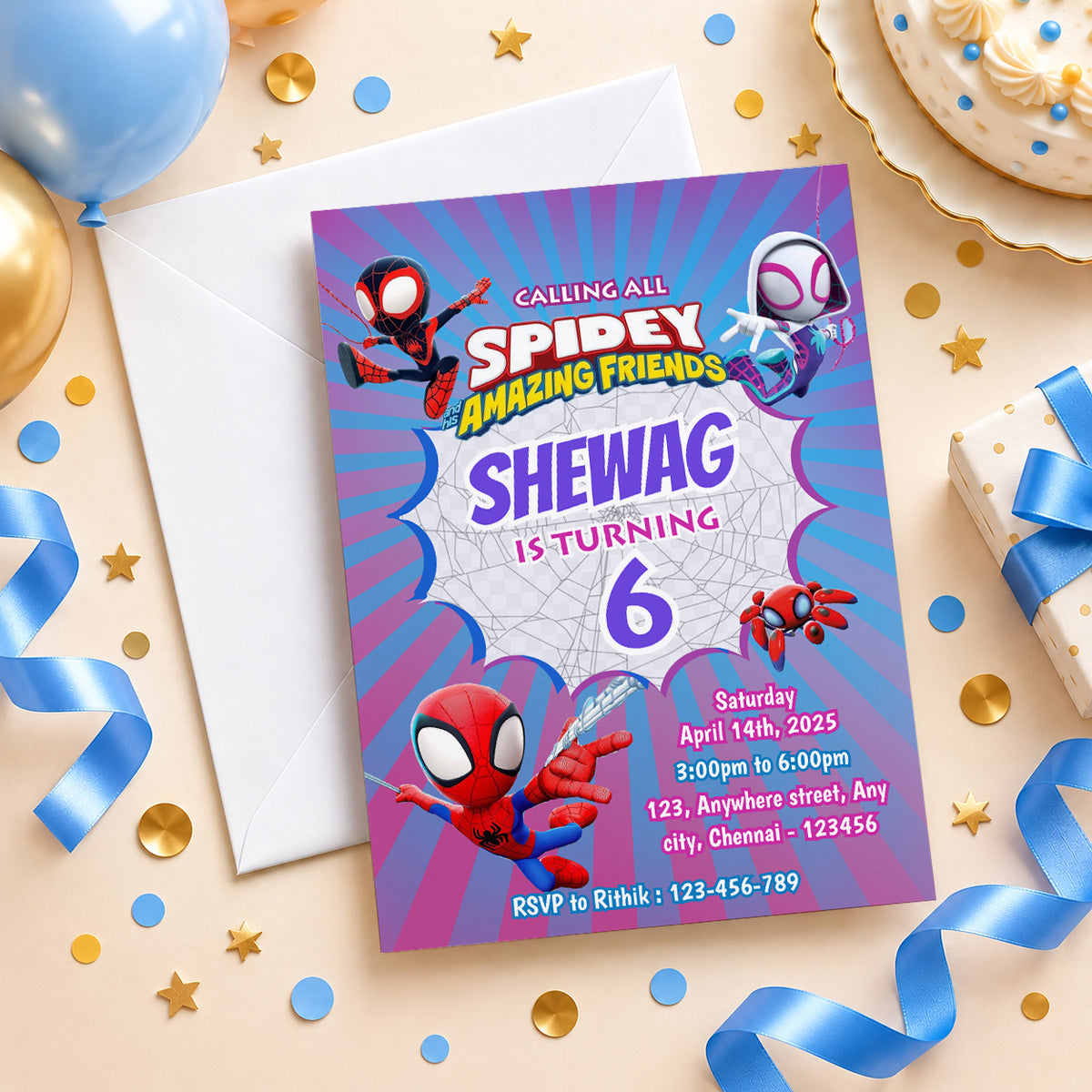 Spidey and His Amazing Friends Birthday Invitation | Digital & Printed