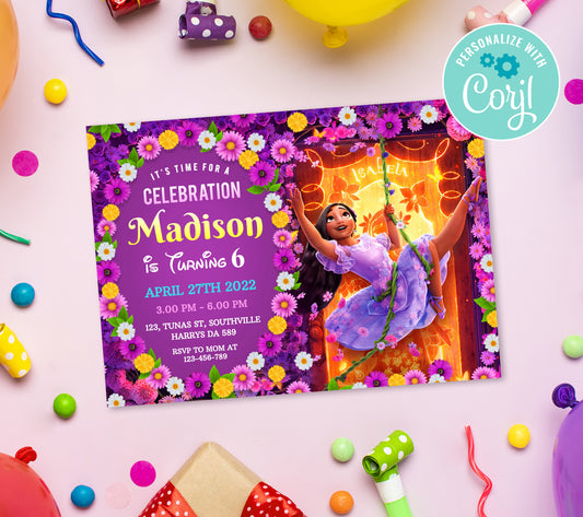 Encanto Isabella Birthday Invitation Template, Printable Invitation, Girl Birthday, Evite, Digital Invite, 0055