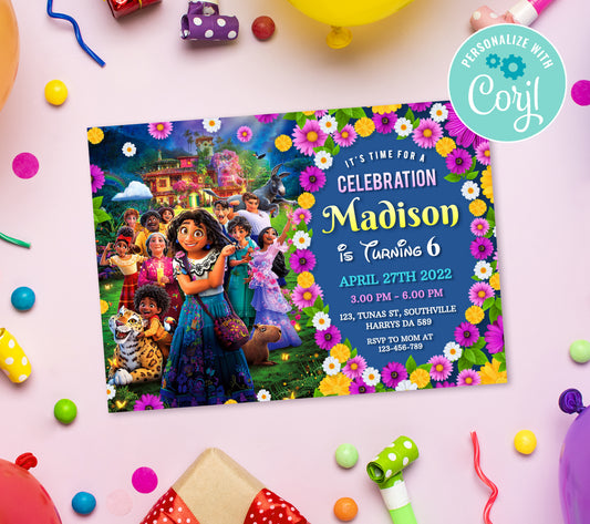 Encanto Mirabel Birthday Invitation Template, Printable Invitation, Girl Birthday, Evite, Digital Invite,  0056