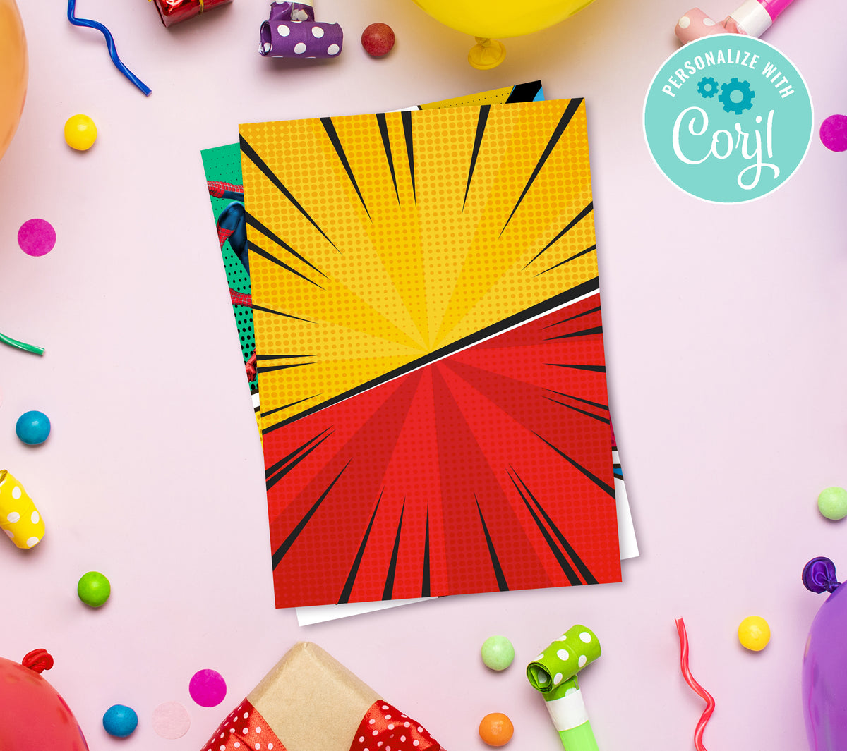 Superhero Birthday Invitation Template, Printable Invitation, Boy Birthday, Evite, Digital Invite,  0030